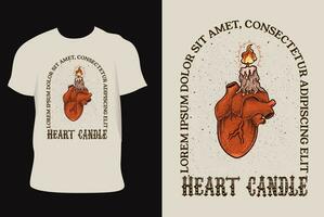 Illustration Hand drawn. Heart candle engraving style vector