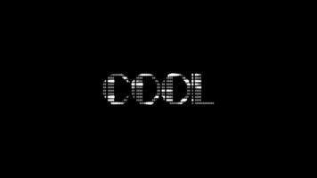 legal ascii animação ciclo em Preto fundo. ascii código arte símbolos máquina de escrever dentro e Fora efeito com em loop movimento. video