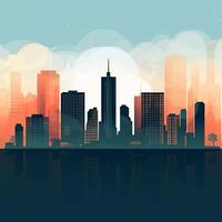 AI generated flat Silhouette skyline illu photo