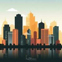 AI generated flat Silhouette skyline illu photo