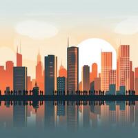 AI generated flat Silhouette skyline illu photo