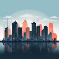 AI generated flat Silhouette skyline illu photo