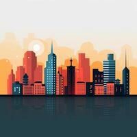 AI generated flat Silhouette skyline illu photo