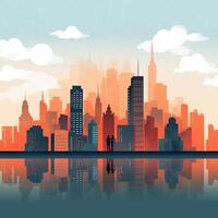 AI generated flat Silhouette skyline illu photo