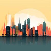 AI generated flat Silhouette skyline illu photo