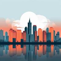 AI generated flat Silhouette skyline illu photo