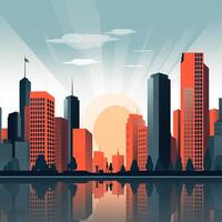 AI generated flat Silhouette skyline illu photo