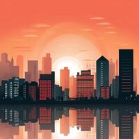 AI generated flat Silhouette skyline illu photo