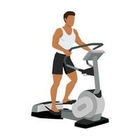 Man doing walk wave machine. Cross trainer machine exercise. vector