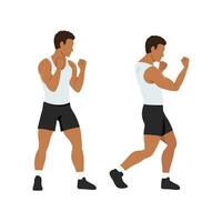 Man training boxing. Uppercut step by step. vector