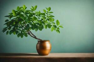 AI generated bonsai tree in a pot on a table photo