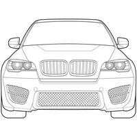 car outline blueprint vector. front view car with line art style. isolated car vector art. hand drawn car vector.