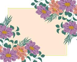 Hand Drawn Purple Flower and Leaves Border vector