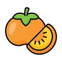 Persimmon fruit icon in modern design style, ready to use vector