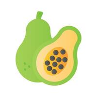 Papaya vector in flat design style, healthy and organic food