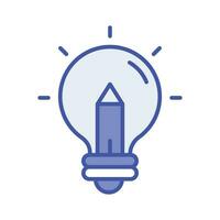 Light bulb with pencil denoting concept icon of creative writing, customizable design vector