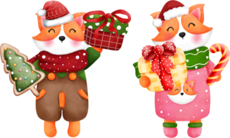 Set of adorable baby corgi in christmas outfits with christmas ornaments. png