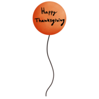 Watercolor thanksgiving ornament clipart with orange balloon and happy letters. png