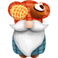 tacksägelse gnome med pumpa kaka och pumpa krydda ClipArt. png