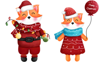 ensemble de mignonne bébé corgi dans Noël tenues avec Noël ornements.aquarelle Noël animal clipart pour saisonnier salutation. png