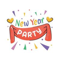 Happy new year 2024 party banner sticker design in trendy style up for premium use vector