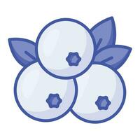Trendy icon of blueberries, organic chokeberries, berries with leaf, healthy vector design