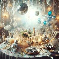 AI generated Happy New Year Party Celebration background, new year greetings photo