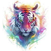 AI generated Watercolor tiger head on isolated with white background. AI Generated photo