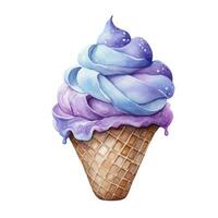 AI generated Watercolor ice cream in a waffle cone. AI Generated photo