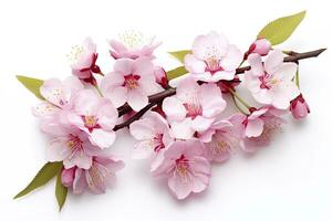 AI generated Sakura flowers isolated on white background. AI Generated photo