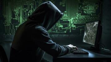 AI generated Hacker. A glimpse into the world of cyber conspiracies. AI Generated photo