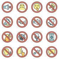 Quiet silence icons set vector color