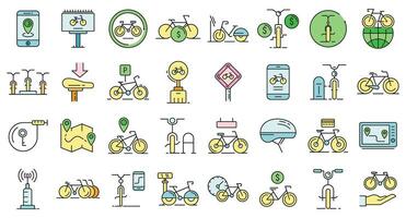 Rent a bike icons set vector color