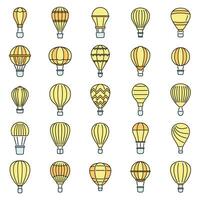 Sky air balloon icons set vector color