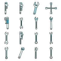 Garage wrench icons set vector color