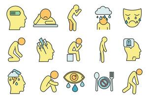 Modern depression icon set vector color