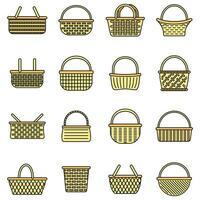 Picnic wicker icons set vector color