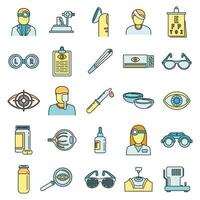 Medical eye examination icons set vector color