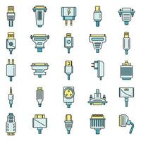 Adapter connector icons set vector color