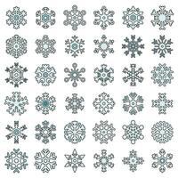 Snowflake christmas icons set vector color