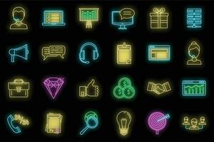 CRM platform icons set vector neon