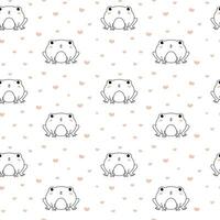 Funny frog with kiss and hearts. Seamless pattern vector