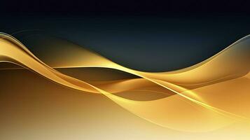 AI generated Gold and navy blue waves abstract. AI Generated. photo