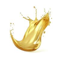 AI generated Golden Oil or Cosmetic essence splash isolated on white background, 3d illustration. AI Generated photo