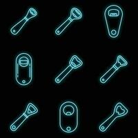 Drinks bottle-opener icons set vector neon