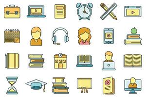 Tutor teacher icons set vector color