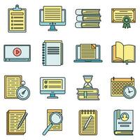 Education preparation for exams icons set vector color