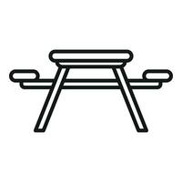 Campsite wood bench table icon outline vector. Vacation holiday vector