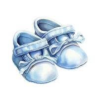 AI generated Watercolor newborn small shoes isolated white background. AI Generated photo