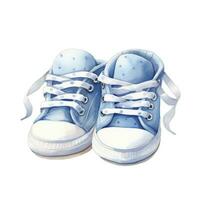 AI generated Watercolor newborn small shoes isolated white background. AI Generated photo